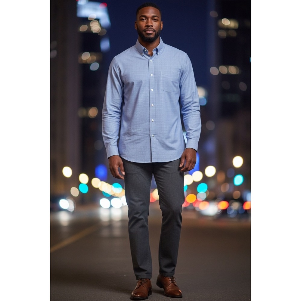 Brooks Brothers Mens Non Iron Button Down Shirt Gingham 17 Blue White Dressy